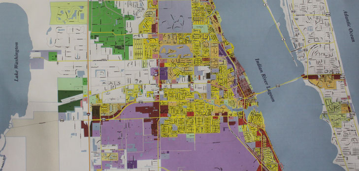 Close up of  Melbourne zoning map.