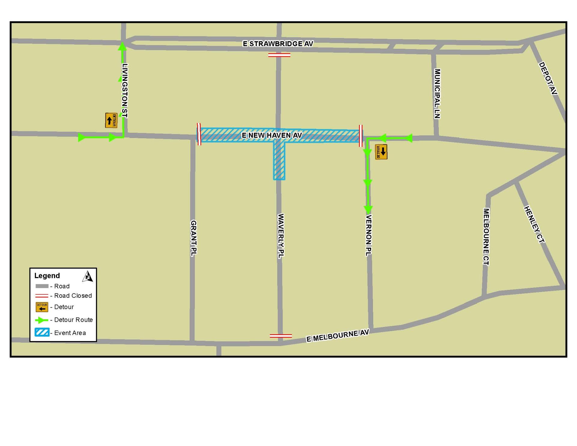 This is a map depicting the road closure for the Pirate Plunder Party