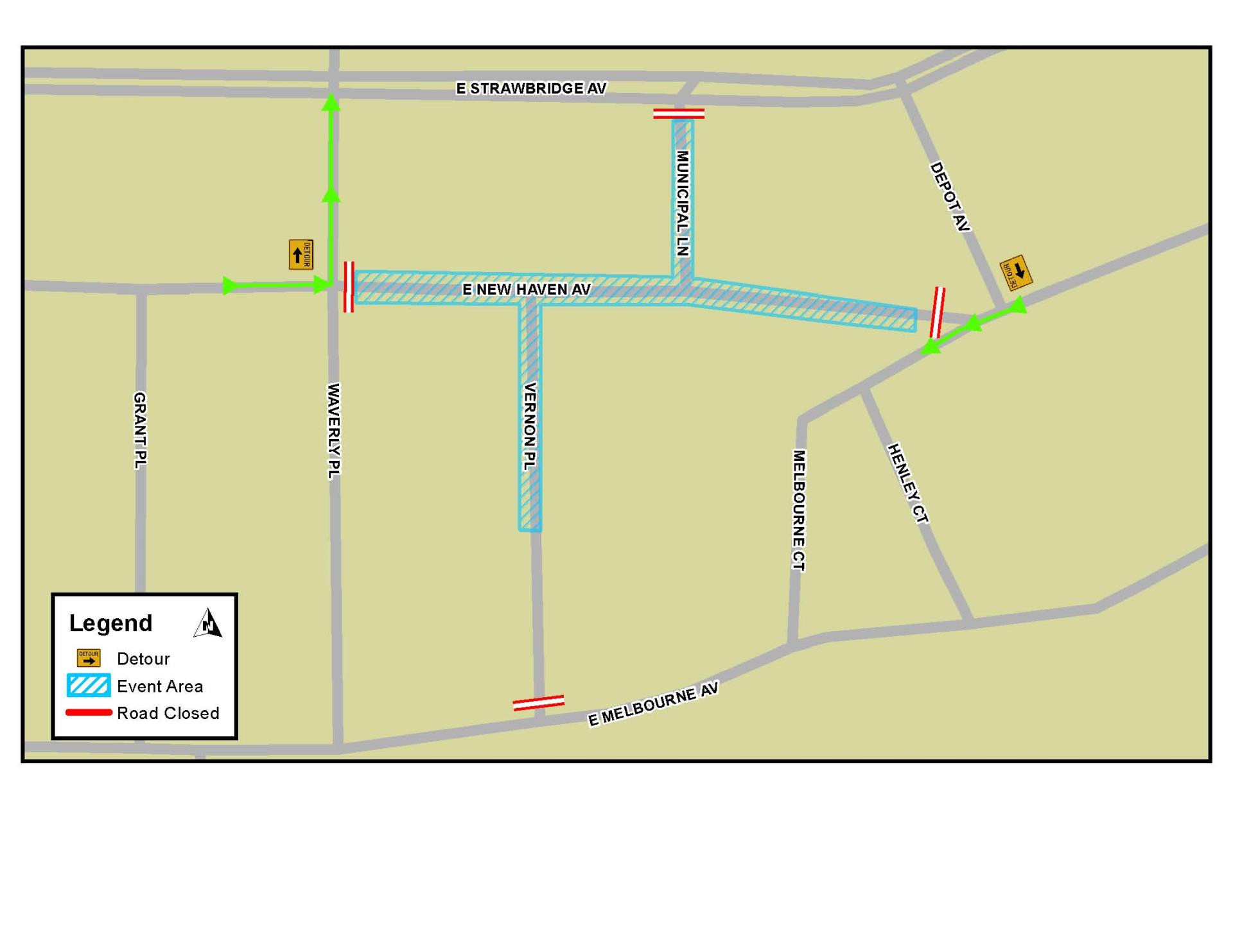 This is a map depicting road closures for the Food and Wine Festival in Downtown Melbourne