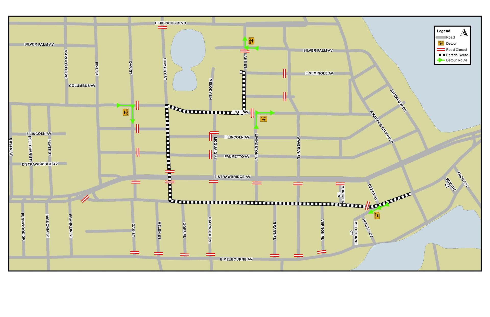 This is a map that depicts the road closures for the St. Patrick's Day Parade