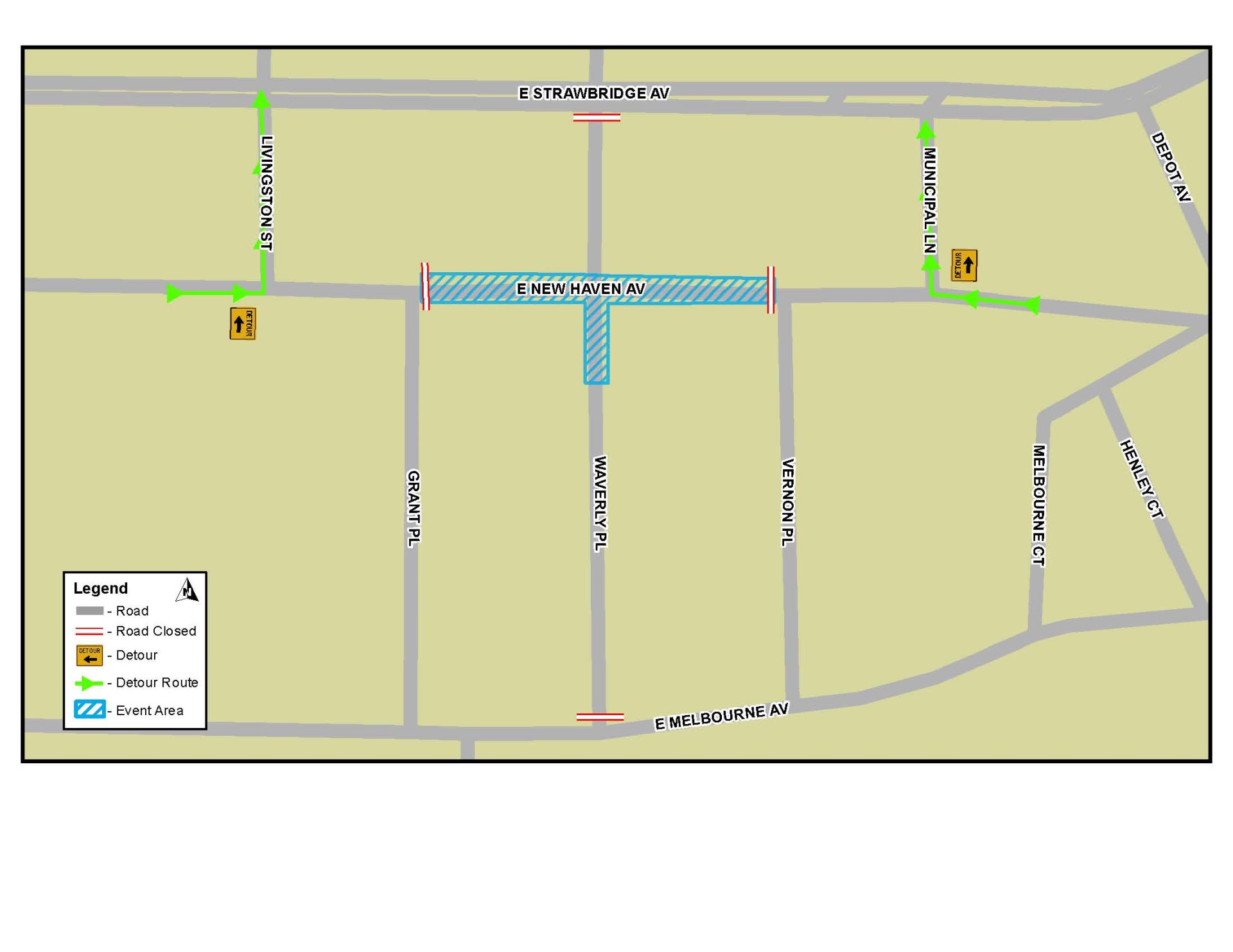 This is a map that depicts the road closures for the Pirate Plunder Pre- and Post-Event Party in Downtown Melbourne