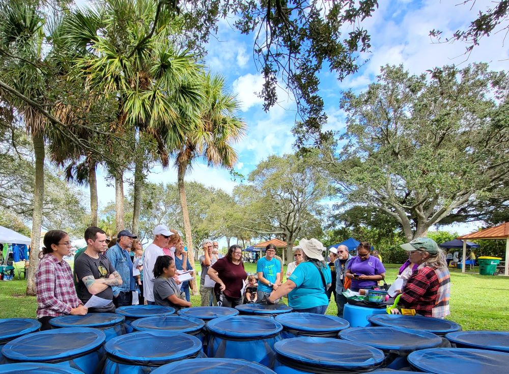 Rain barrel workshop at Indian River Lagoon Day, Front Street Park.