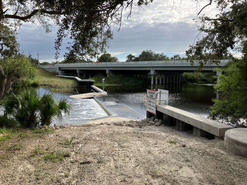 View of the Eau Gallie River Dam and the Apollo Boulevard bridge.