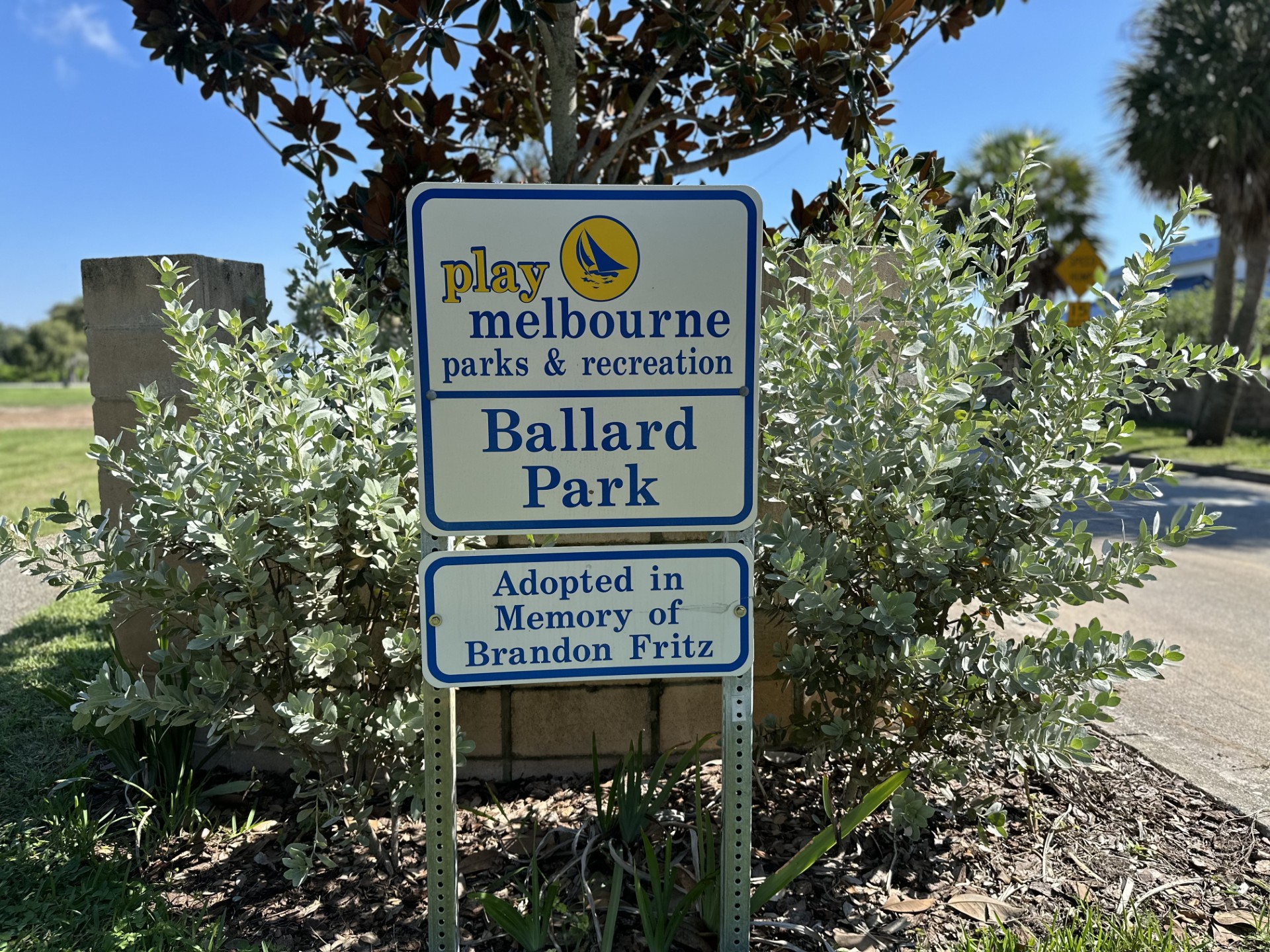 Ballard Park Adopted in Memory of Brandon Fritz sign