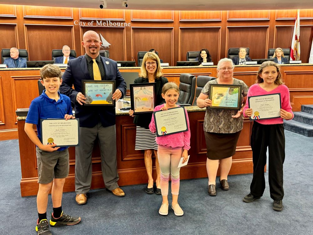 Drop Savers 2024 contest winners with Mayor and ECO staff at Council Meeting