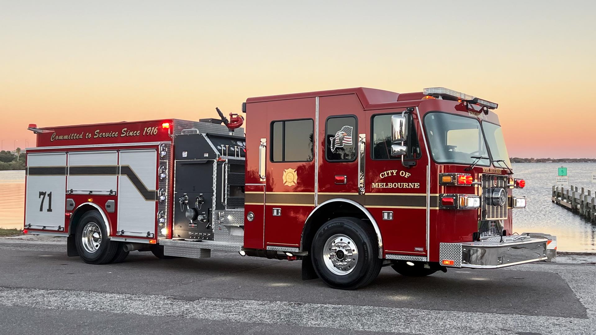 New Fire Engine 71 parked near the IRL at Front Street